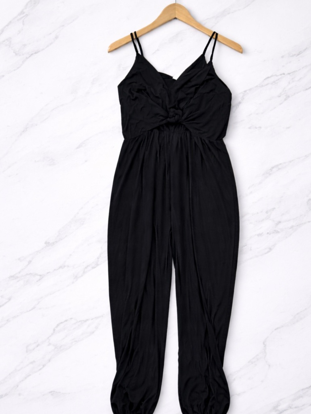Black Twisted Front Sleeveless Jumpsuit